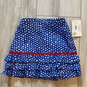 NWT Cotton Pink Royal Blue Polka Dot Skirt with Layered Ruffle, girls size 2